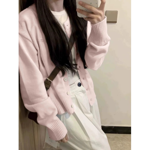 粉色針織開衫女早春2025新款奶系穿搭外套小個子藝術生奶乖上衣潮