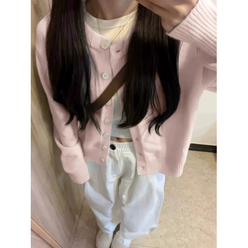 粉色針織開衫女早春2025新款奶系穿搭外套小個子藝術生奶乖上衣潮