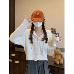 連帽毛衣針織衫外套外搭開衫女秋冬季2025新款慵懶風短款內搭上衣