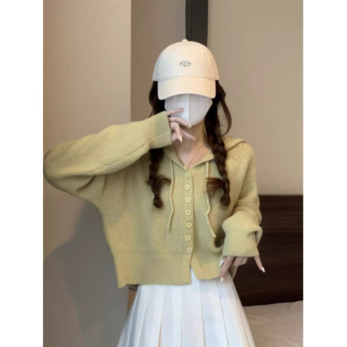 連帽毛衣針織衫外套外搭開衫女秋冬季2025新款慵懶風短款內搭上衣 連帽毛衣針織衫外套外搭開衫女秋冬季2025新款慵懶風短款內搭上衣