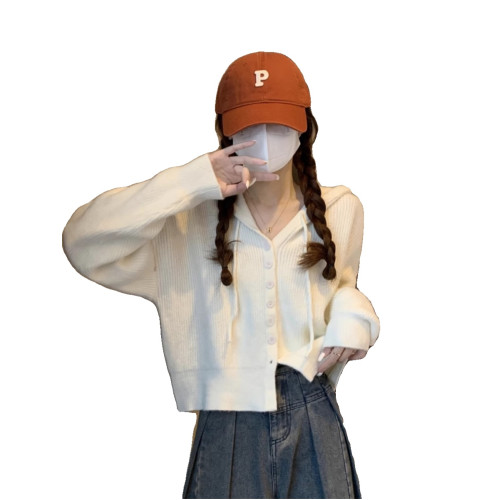 連帽毛衣針織衫外套外搭開衫女秋冬季2025新款慵懶風短款內搭上衣 連帽毛衣針織衫外套外搭開衫女秋冬季2025新款慵懶風短款內搭上衣