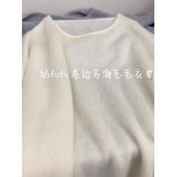 日系牛油果綠卷邊馬海毛針織衫女早秋薄款軟糯打底毛衣高級感上衣