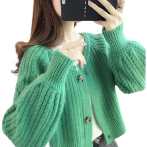 短款上衣服開衫針織衫外套女裝早春秋季2024新款潮毛衣復古溫柔風