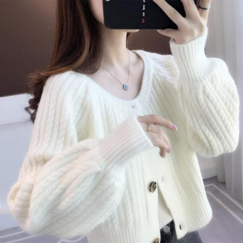 短款上衣服開衫針織衫外套女裝早春秋季2024新款潮毛衣復古溫柔風