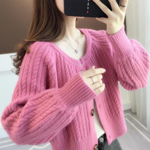 短款上衣服開衫針織衫外套女裝早春秋季2024新款潮毛衣復古溫柔風