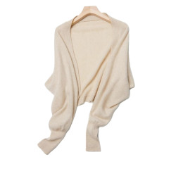 早秋外搭綠色小披肩配吊帶裙薄紗坎肩罩衫女短款防曬針織開衫上衣