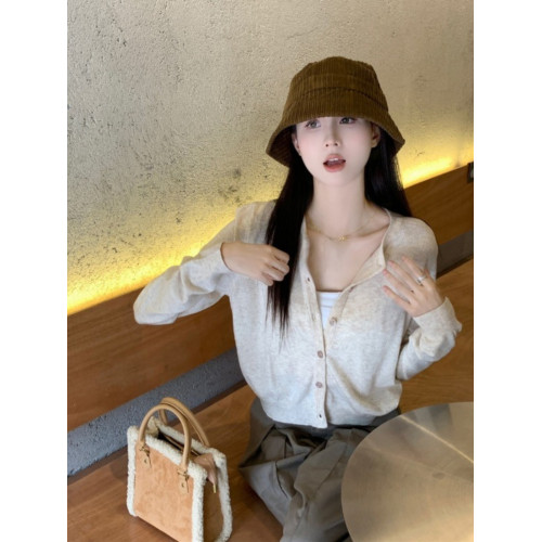 韓系針織小開衫女春秋冬外穿薄款毛衣外套小個子短款修身內搭上衣