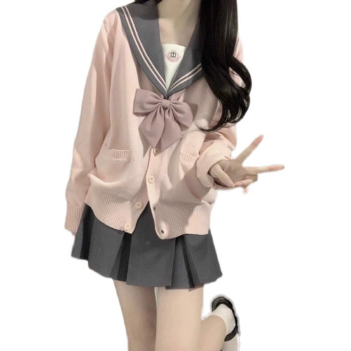 原創JK毛衣開衫外套女春秋日系學院風製服校供感深灰長袖針織上衣 原創JK毛衣開衫外套女春秋日系學院風製服校供感深灰長袖針織上衣