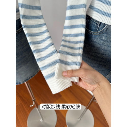 玖月伍【日光島嶼】條紋針織衫女秋季一字肩修身短款打底上衣 玖月伍【日光島嶼】條紋針織衫女秋季一字肩修身短款打底上衣