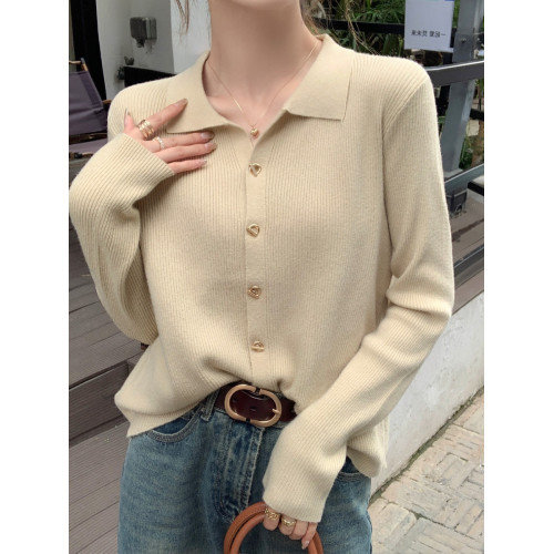 針織衫上衣早秋女裝2025新款polo領小香風內搭打底衫春秋洋氣毛衣