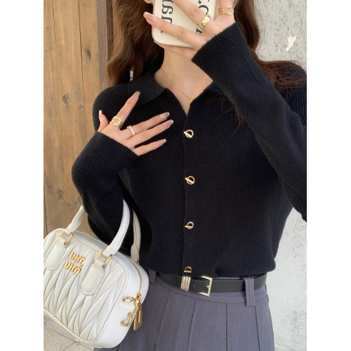 針織衫上衣早秋女裝2025新款polo領小香風內搭打底衫春秋洋氣毛衣