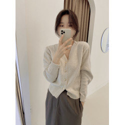 新款v領針織百搭開衫女羊毛慵懶風設計感毛衣外套內搭打底衫上衣