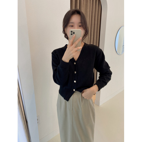 新款v領針織百搭開衫女羊毛慵懶風設計感毛衣外套內搭打底衫上衣