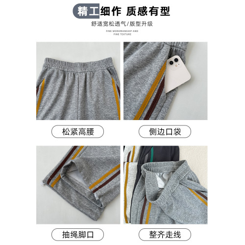 美式運動褲女秋季2025新款高腰顯瘦垂感直筒濶腿休閒寬松束腳衛褲