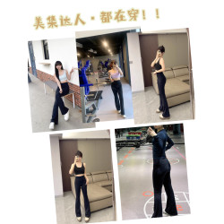 lulu同款小個子無尲尬線高腰提臀微喇瑜珈褲女外穿加絨健身喇叭褲