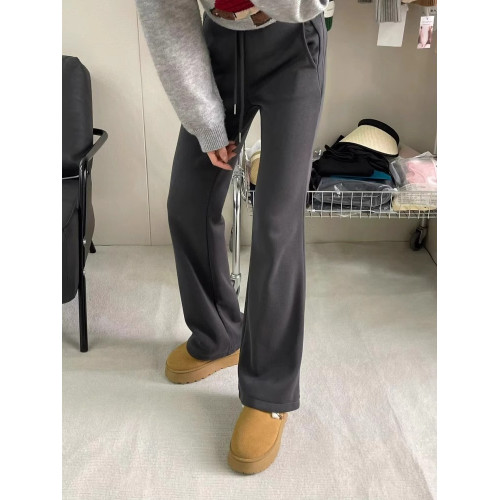 深灰色遮胯休閒微喇褲女秋季新款大碼胖mm高腰顯瘦彈力運動衛褲子 深灰色遮胯休閒微喇褲女秋季新款大碼胖mm高腰顯瘦彈力運動衛褲子