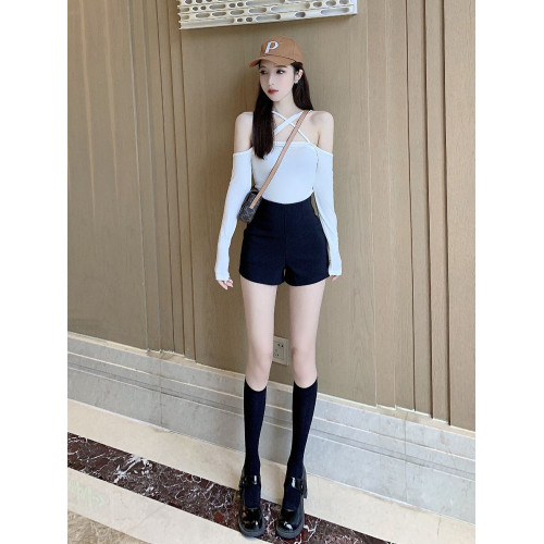 黑色短褲女秋冬2025西裝外穿緊身性感顯瘦包臀褲高腰辣妹彈力靴褲