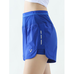 五個口袋冰絲速乾女式運動短褲假兩件夏季寬松薄款跑步休閒三分褲