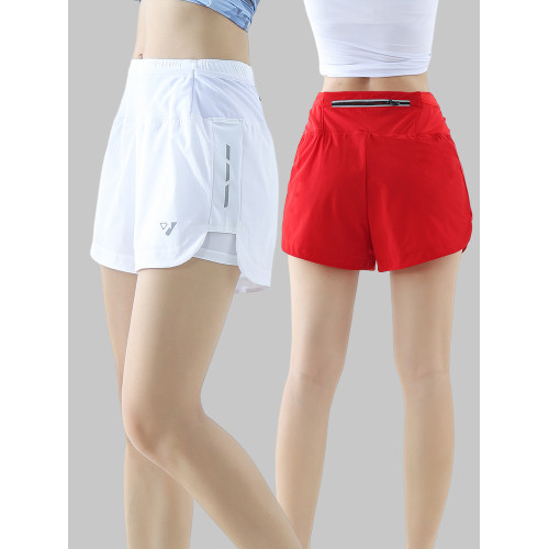 五個口袋冰絲速乾女式運動短褲假兩件夏季寬松薄款跑步休閒三分褲 五個口袋冰絲速乾女式運動短褲假兩件夏季寬松薄款跑步休閒三分褲