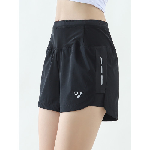 五個口袋冰絲速乾女式運動短褲假兩件夏季寬松薄款跑步休閒三分褲 五個口袋冰絲速乾女式運動短褲假兩件夏季寬松薄款跑步休閒三分褲