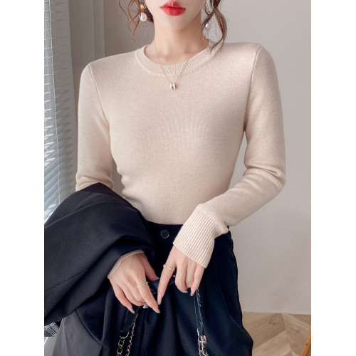 圓領毛衣女加絨加厚一體絨秋冬針織衫修身保暖大碼打底衫內搭上衣 圓領毛衣女加絨加厚一體絨秋冬針織衫修身保暖大碼打底衫內搭上衣