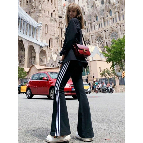 黑色微喇叭運動褲女秋季2025新款高腰休閒薄款小個子美式條紋衛褲 黑色微喇叭運動褲女秋季2025新款高腰休閒薄款小個子美式條紋衛褲