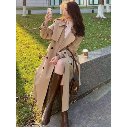 風衣外套女春秋季2025新款韓版中長款英倫風寬松過膝氣質流行大衣 風衣外套女春秋季2025新款韓版中長款英倫風寬松過膝氣質流行大衣