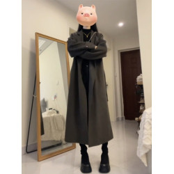 韓系雙面呢子風衣外套女款2025新款春春高個子毛呢大衣英倫風外套