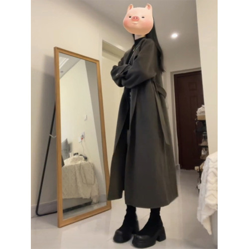 韓系雙面呢子風衣外套女款2025新款春春高個子毛呢大衣英倫風外套