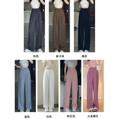 咖色濶腿褲女秋季高腰垂感西裝褲百搭顯瘦拖地直筒梨形身材休閒褲 咖色濶腿褲女秋季高腰垂感西裝褲百搭顯瘦拖地直筒梨形身材休閒褲