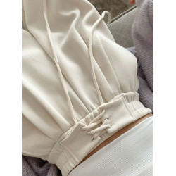 運動褲女秋冬2025新款休閒寬松高腰直筒衛褲小個子白色窄版濶腿褲