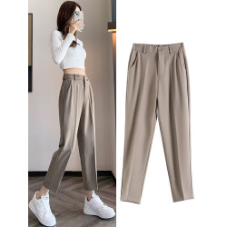 西裝褲女2025新款春秋直筒小腳西褲休閒小個子八九分哈倫菸管褲子