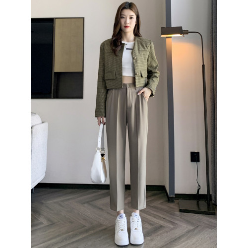 西裝褲女2025新款春秋直筒小腳西褲休閒小個子八九分哈倫菸管褲子 西裝褲女2025新款春秋直筒小腳西褲休閒小個子八九分哈倫菸管褲子