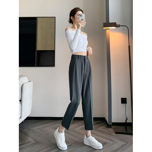 西裝褲女2025新款春秋直筒小腳西褲休閒小個子八九分哈倫菸管褲子 西裝褲女2025新款春秋直筒小腳西褲休閒小個子八九分哈倫菸管褲子