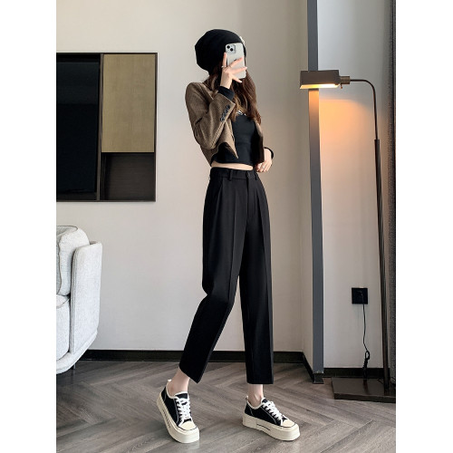 西裝褲女2025新款春秋直筒小腳西褲休閒小個子八九分哈倫菸管褲子 西裝褲女2025新款春秋直筒小腳西褲休閒小個子八九分哈倫菸管褲子