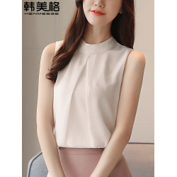 白色雪紡衫吊帶小背心女西裝內搭秋季新款小個子無袖襯衫小衫上衣