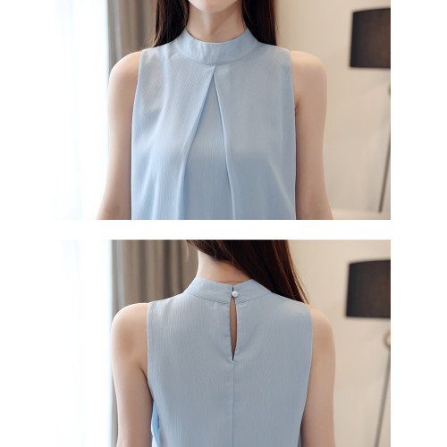 白色雪紡衫吊帶小背心女西裝內搭秋季新款小個子無袖襯衫小衫上衣