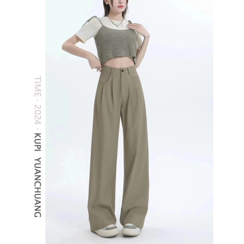 薄款灰色西裝褲女高腰2025秋季新款寬松顯瘦垂感冰絲休閒濶腿褲子