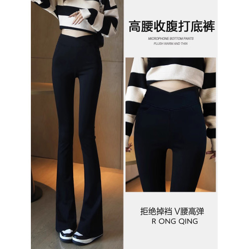 黑色微喇叭褲女秋冬加絨2025新爆款高腰修身顯瘦垂感小個子馬蹄褲 黑色微喇叭褲女秋冬加絨2025新爆款高腰修身顯瘦垂感小個子馬蹄褲
