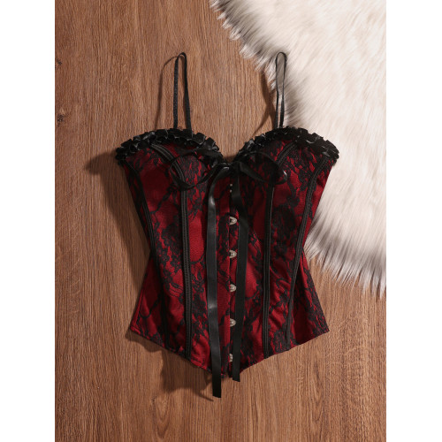 萬聖節魚骨胸衣束腰紅色魚骨抹胸吊帶上衣女甜酷內搭外穿辣妹背心