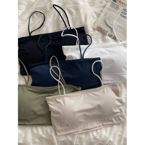 白色防走光打底裹胸無痕內衣女夏季內搭抹胸吊帶背心文胸美背上衣