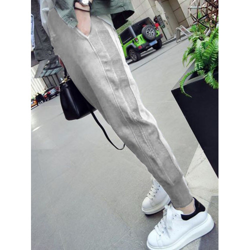 灰色加絨運動褲子女寬松束腳春秋2025新款顯瘦小個子九分休閒衛褲