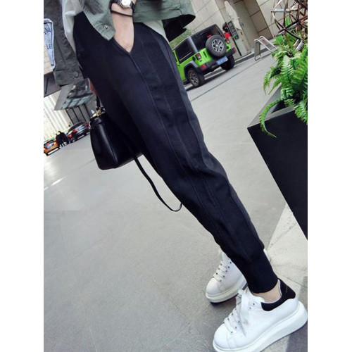 灰色加絨運動褲子女寬松束腳春秋2025新款顯瘦小個子九分休閒衛褲