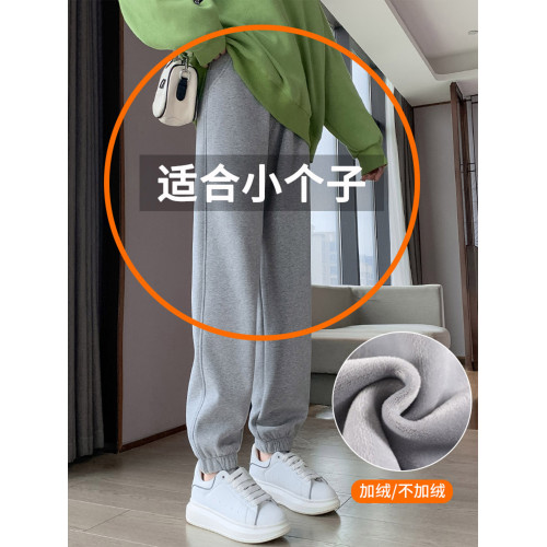 灰色運動褲女秋冬2025新款150小個子休閒褲子女春秋九分加絨衛褲 灰色運動褲女秋冬2025新款150小個子休閒褲子女春秋九分加絨衛褲