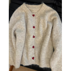 灰色愛心釦子毛衣外套女2025秋季新款高級感寬松圓領針織開衫上衣