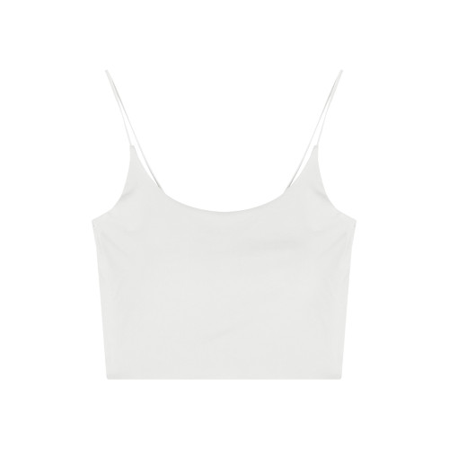 白色帶胸墊吊帶小背心女裝夏季無痕美背性感內搭緊身短款上衣外穿