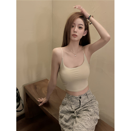 辣妹帶胸墊裹胸防走光打底美背內搭上衣夏季新款外穿吊帶小背心女