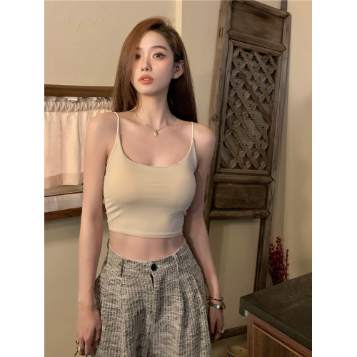 辣妹帶胸墊裹胸防走光打底美背內搭上衣夏季新款外穿吊帶小背心女