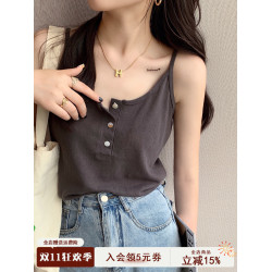 灰色吊帶背心女2025新款夏外穿高級感西裝內搭打底純棉寬松小上衣