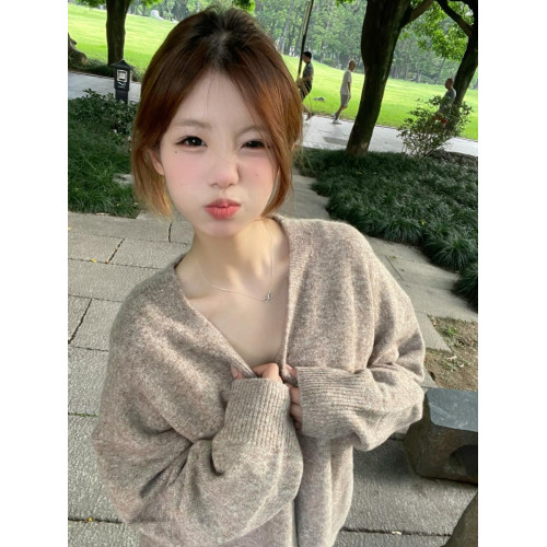 韓系慵懶風開衫毛衣女春秋季寬松軟糯溫柔小個子休閒針織外套上衣